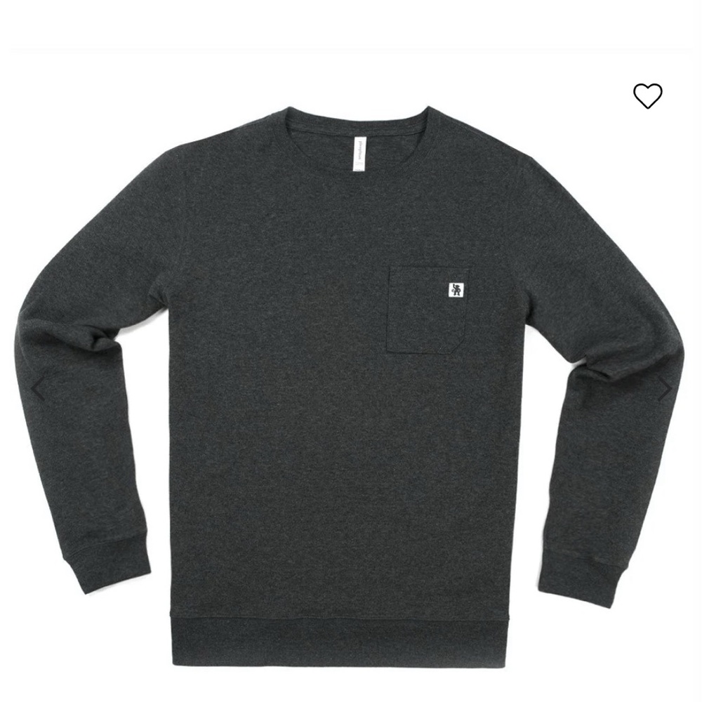 NWT Pleepleus Mens XS Charcoal  Piquet Pocket‎ Crewneck Sweatshirt NWT #313